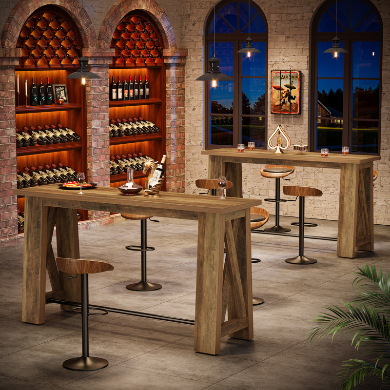 Table de bar 63 "rectangulaire avec repose-pieds