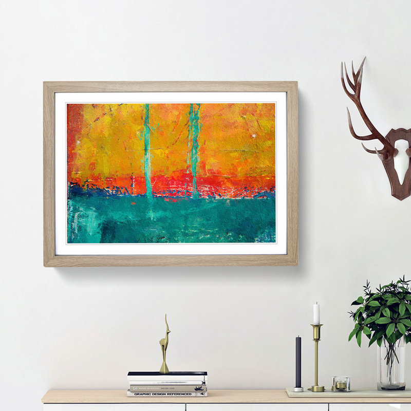 Abstract Vol.340 by S.Johnson - Framed Print, 45cm H x 63cm W x 2cm D, Oak Framed