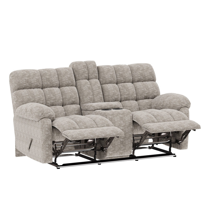 Causeuse double inclinable avec console, chenille beige, Beige