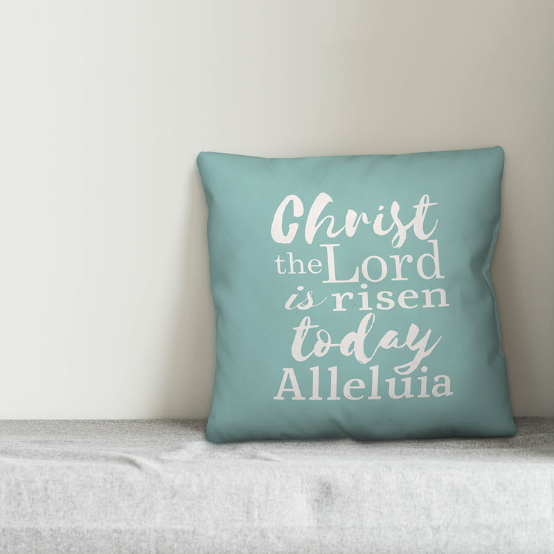  Coussin Christ, Polyester / Bourre en polyester, 20 po x 20 po, Bleu sarcelle