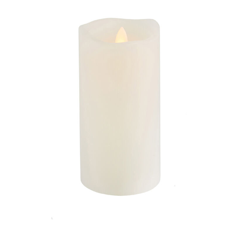 Realistic LED Flame Technology Candle Pillar with Blow Out Feature, 3x6 Inch, White
