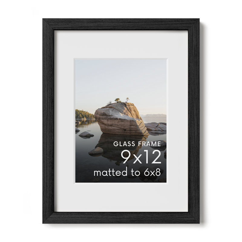 Cadre photo en bois massif avec verre, L 9 po x H 12 po, Noir