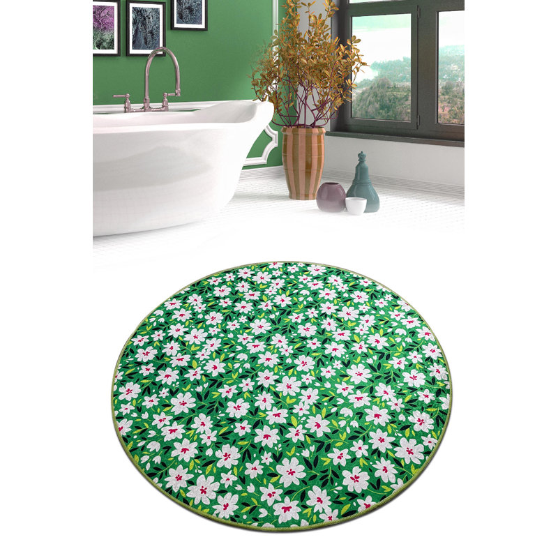 Luxury Bathmat, 39.4 inches Diameter, 100% Polyester, 700 g/m² | Antibacterial, Non-Slip Underside, 0.4-inch Pile Height | Machine Washable at 86°F, Ideal for Modern Bathrooms, Soft & Durable Design
