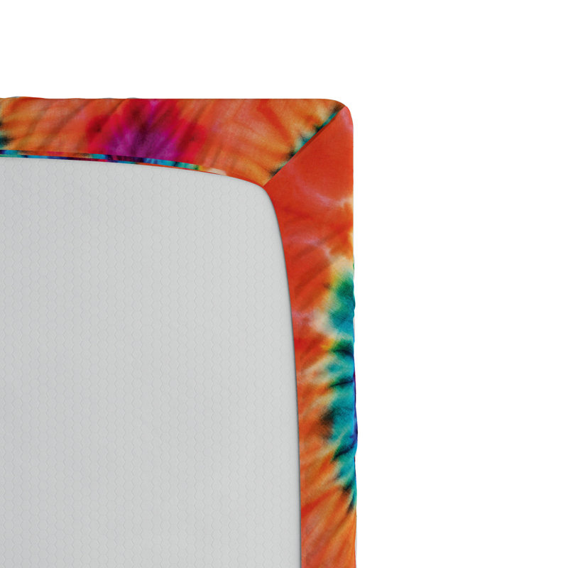 Microfiber Abstract Fitted Sheet, Twin Fitted Sheet, Orange/Blue Abstract 1