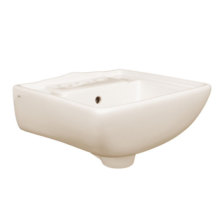 Vitreous China Rectangular Wall Mount Bathroom Sink with Overflow