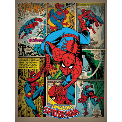 Spiderman Retro - Wrapped Canvas Rectangle Print