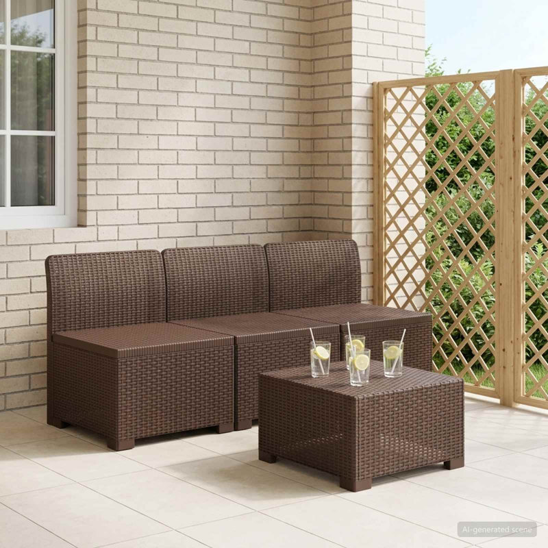 165 cm W Patio Sofa, Brown