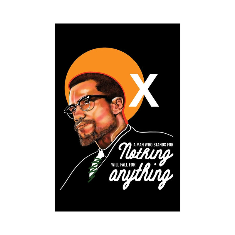 «Malcolm X» par Domonique Brown, impression sur toile tendue, H 12 po x l 8 po x P 0,75 po