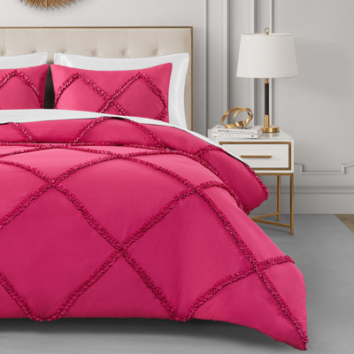 Diamond Ruffle Reversible Microfiber Comforter Set
