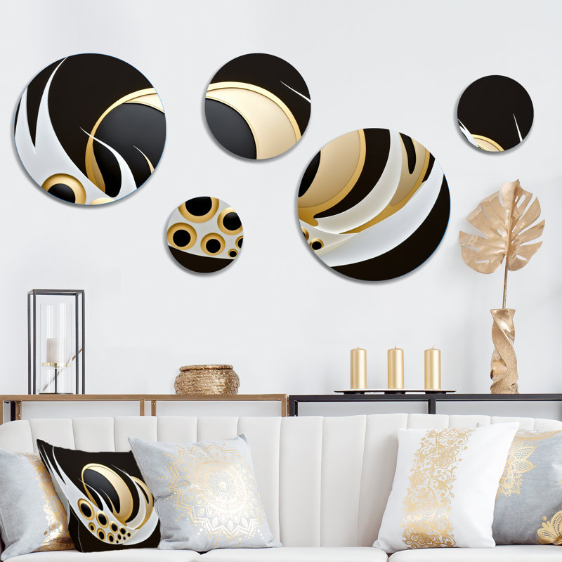 Abstract Wall Decor on Metal - Golden Circular Universe VI