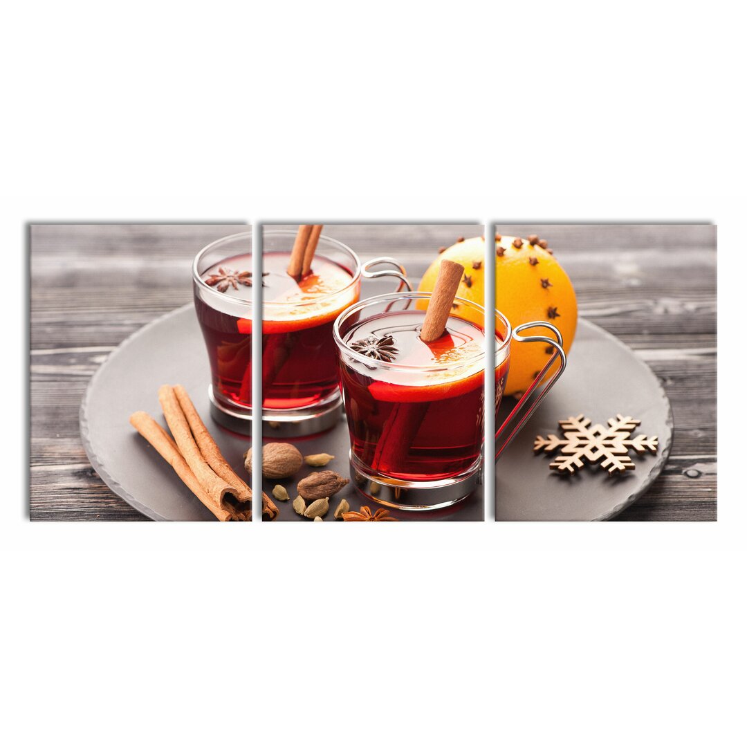 3-tlg. Leinwandbilder-Set Aromatischer Glühwein mit Zimt