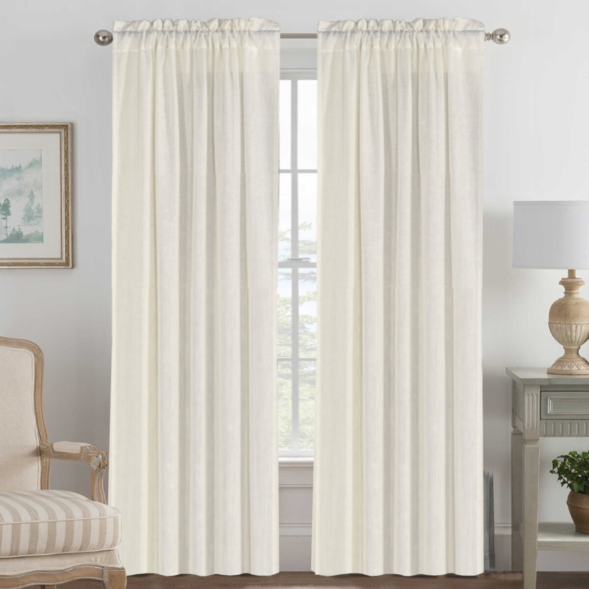 Wyckoff Linen Semi-Sheer Curtain Pair