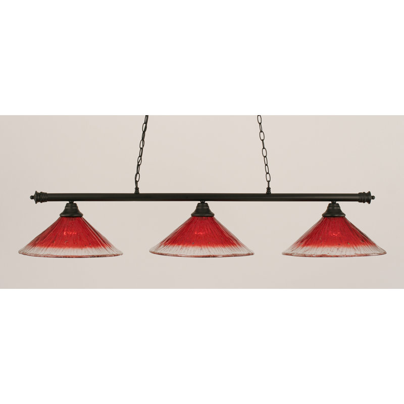 Barre d'éclairage à 3 lumières avec verre 16 po Mendez, Framboise, Noir mat