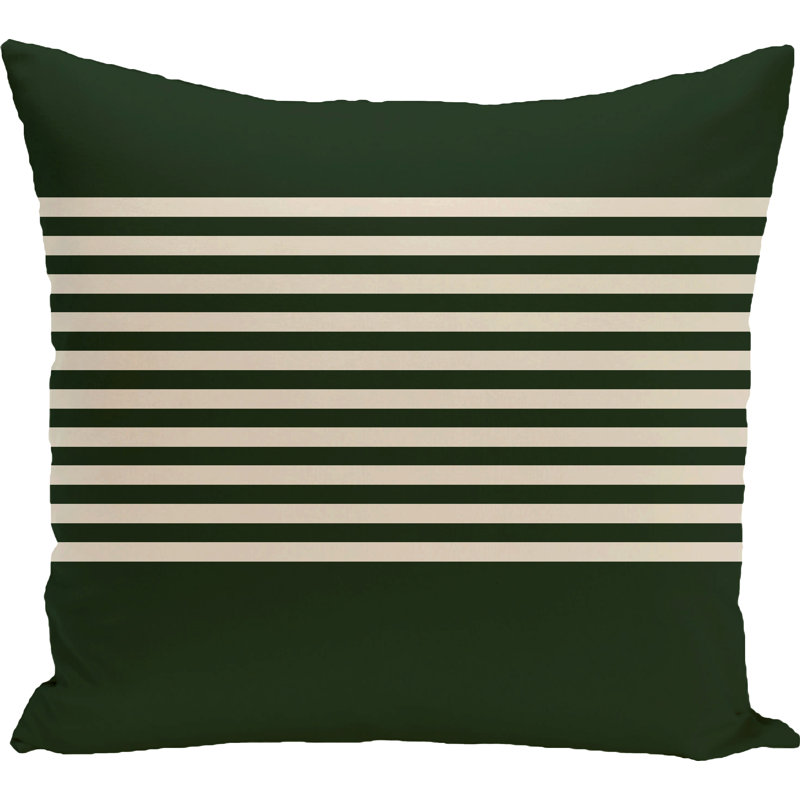  Housse de coussin carré et insert, H 16 po x l 16 po x P 2 po, Vert foncé / ivoire