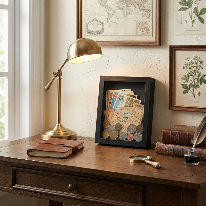 Wall Wood Picture Frame Box for Tickets Postcards Display