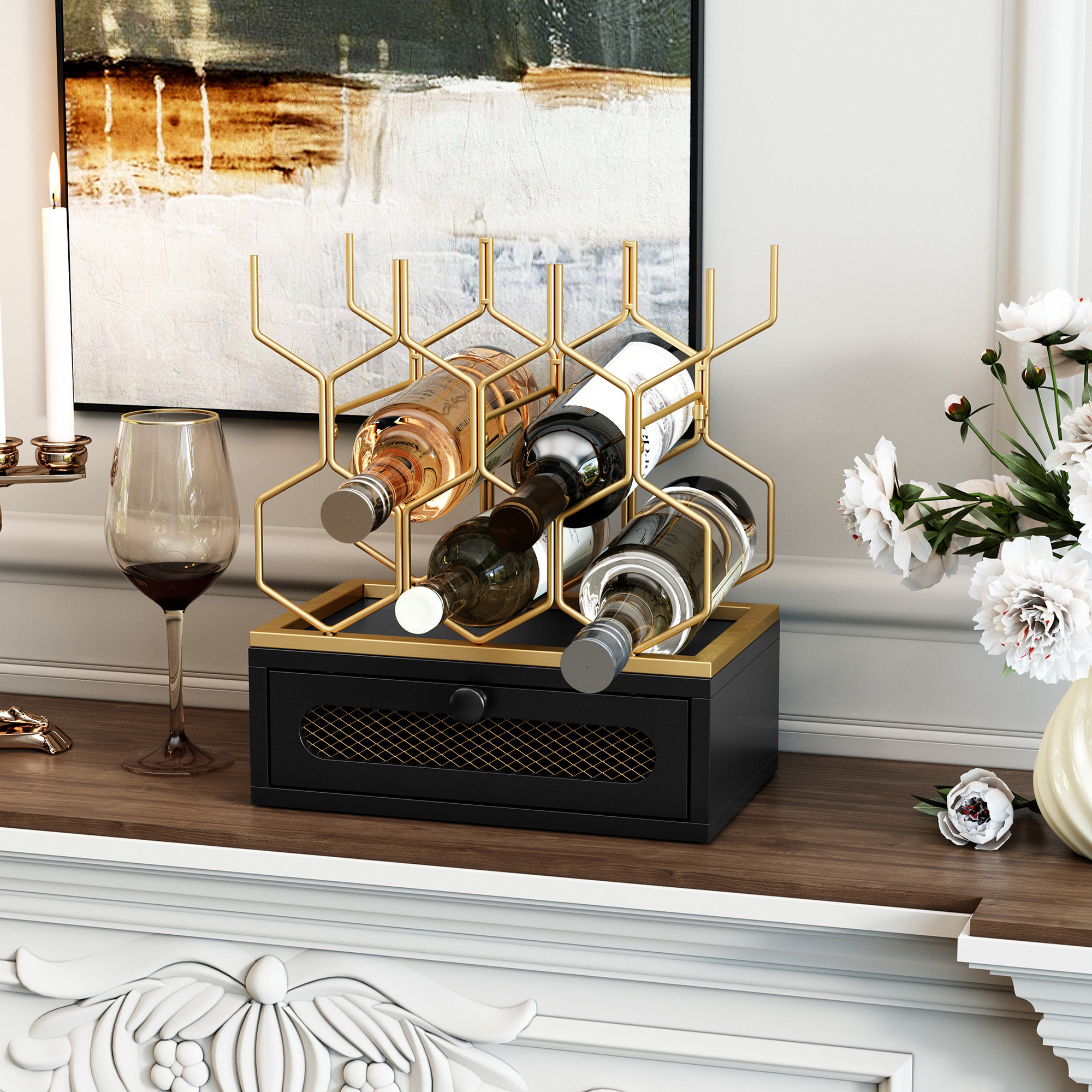 Mercer41 Tabletop wine rack (8 Bottle Capacity) with small