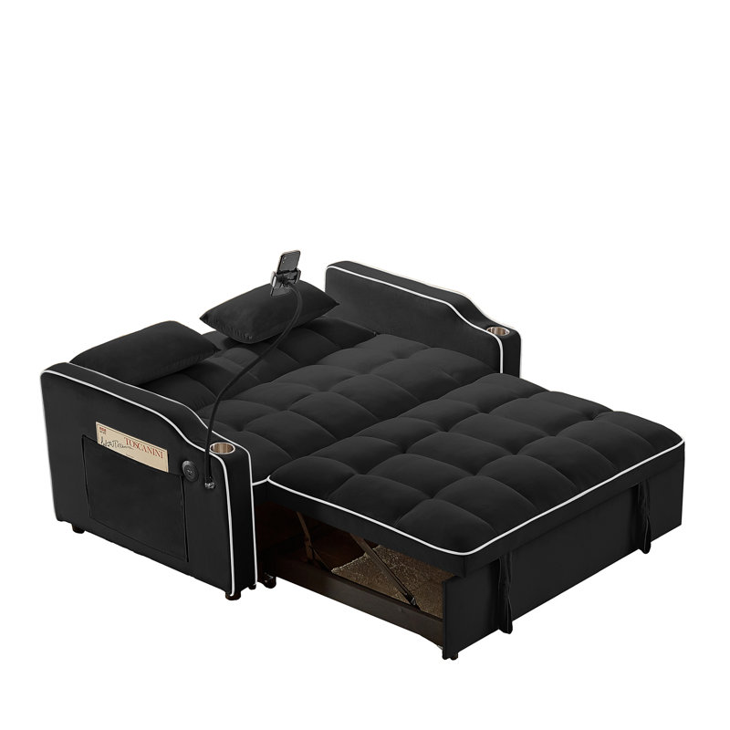 1 canapé-lit pliable polyvalent en 3 longueurs, Noir
