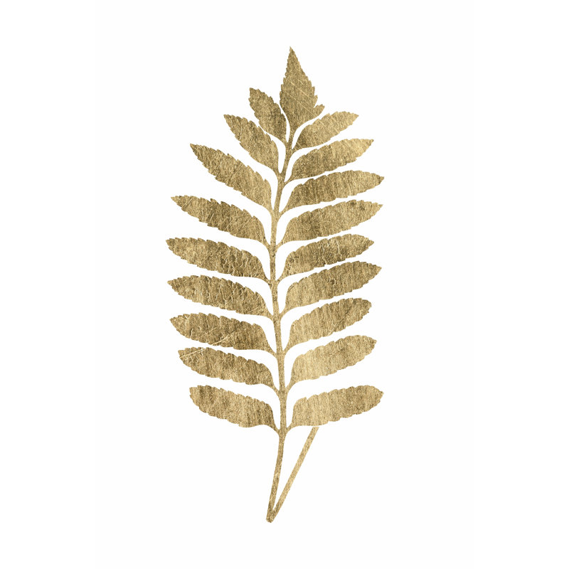 Graphic Gold Fern III - Wrapped Canvas Print, 91cm H x 61cm W x 3.8cm D
