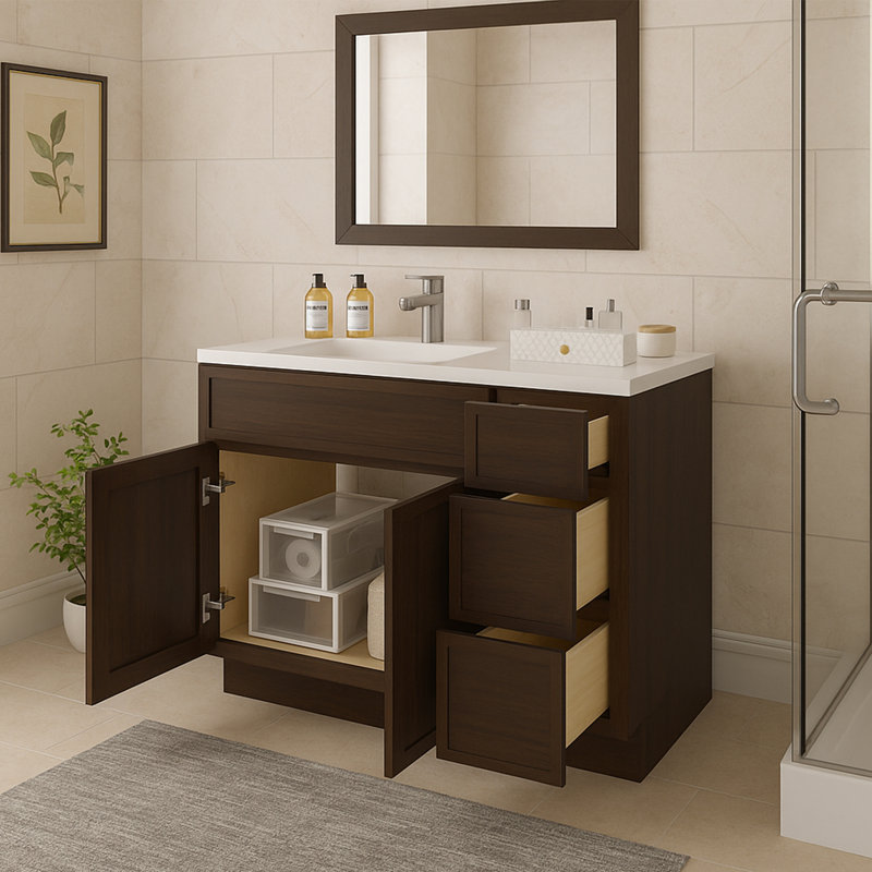 Base de meuble-lavabo simple 48 po seulement, Brun