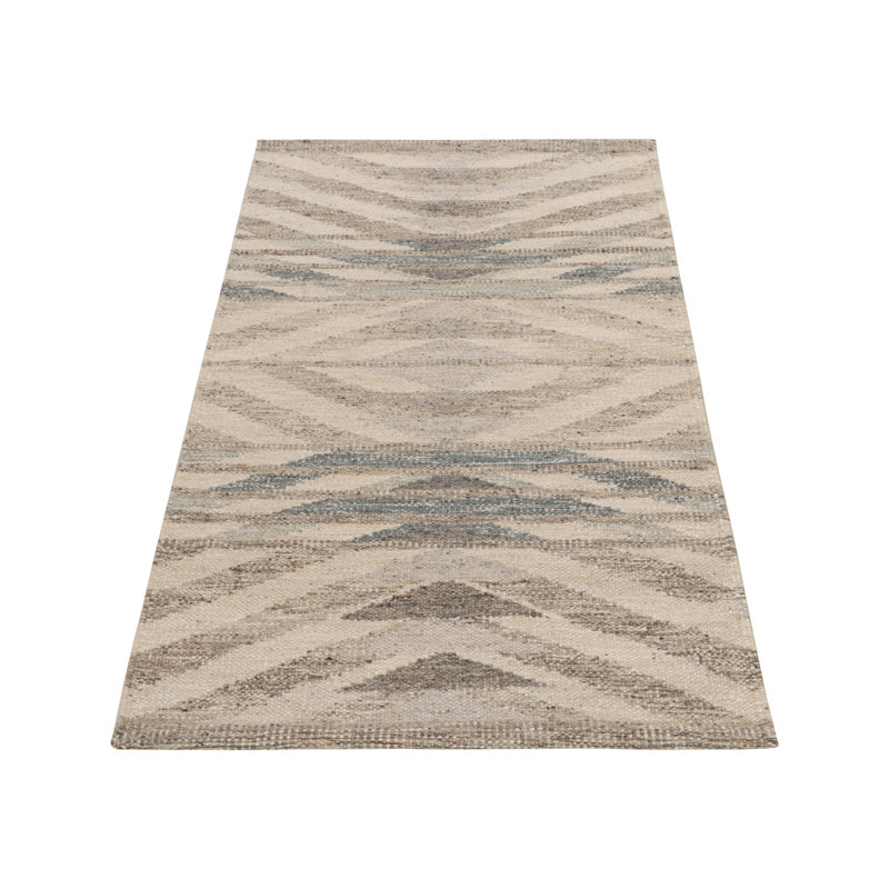 Scandinavian Rug In Beige, Gray Geometric Pattern By Rug & Kilim, Rectangle 12' x 15'