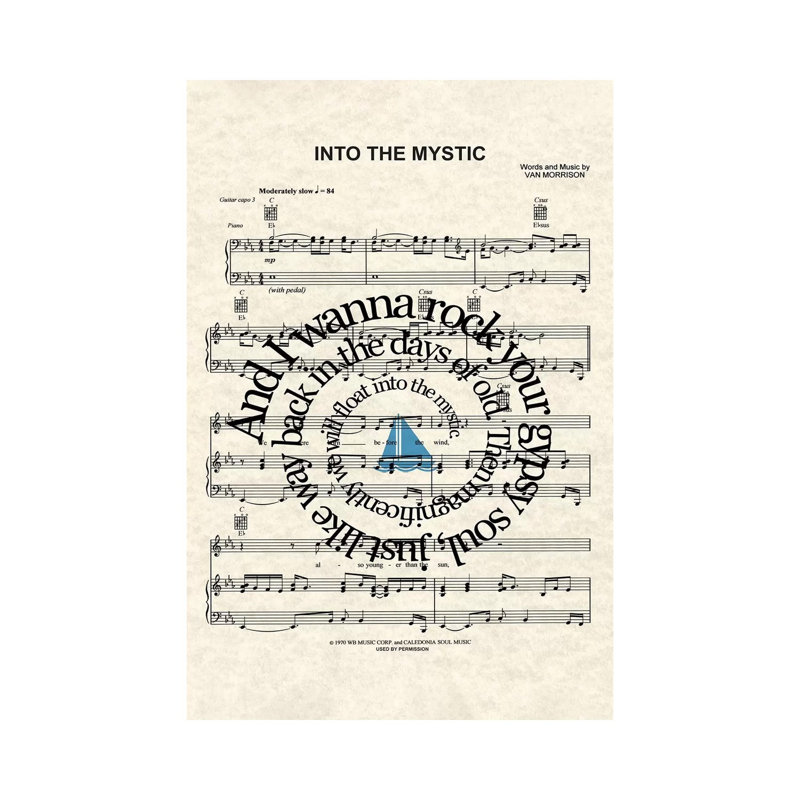 Into The Mystic - Blue Sail Boat - Print on Canvas, 30.48 cm H x 45.72 cm W, Wrapped Canvas