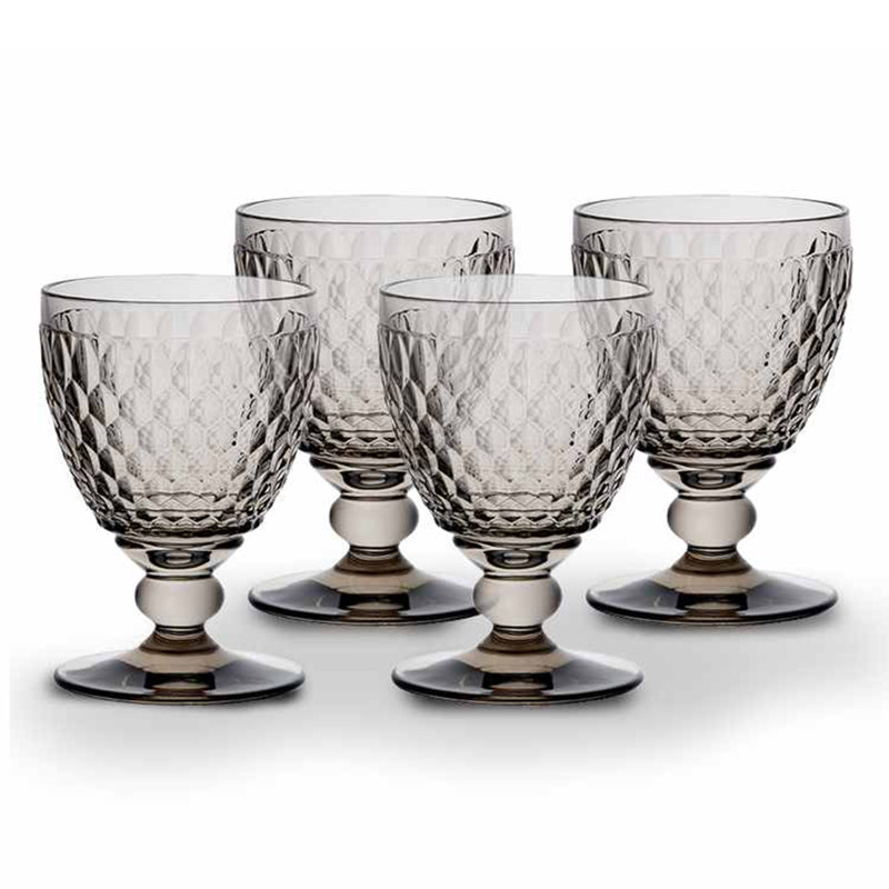 Villeroy & Boch Boston Colored Lead Free Crystal Goblet Set, 11 oz., Smoke