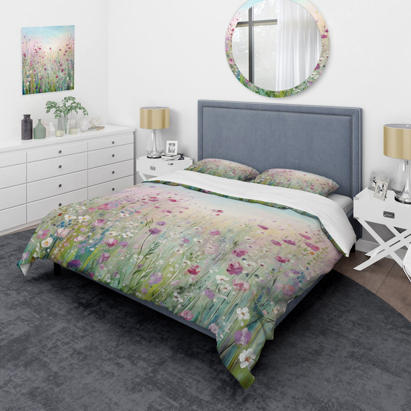 Ensemble de housse de couette Wild Flowers Meadows - Flower Field, King Duvet Cover + 2 King Shams