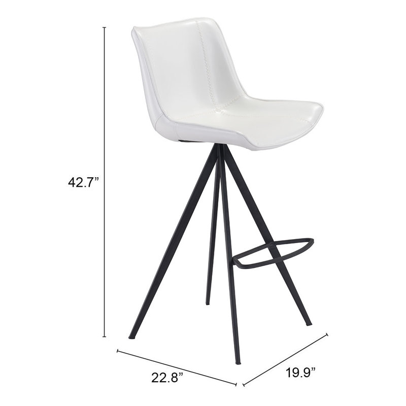Tabouret de bar Kasius (ensemble de 2), Blanc / noir