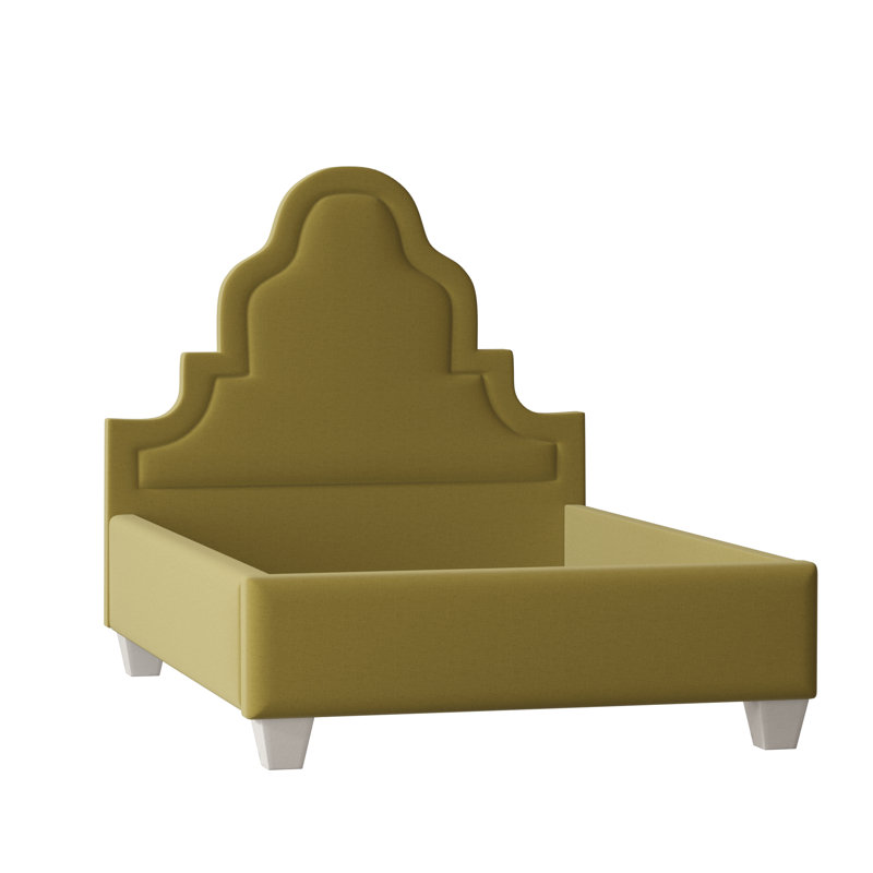 Lit plateforme tapissier en bois massif Meela, Grand, Kiwi M9463, Naturel