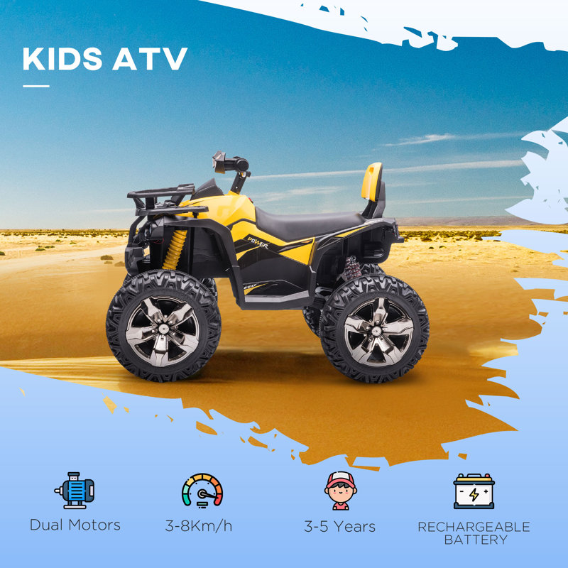 HOMCOM Battery Powered Ride On, Yellow/Black