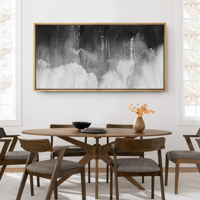 «Minimal Landscape», impression abstraite encadrée sur toile, H 30 po x l 60 po, Naturel