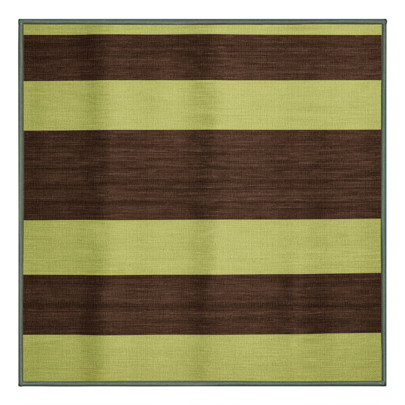 Tapis vert à rayures horizontales lavable à la machine, Carré 3 pi