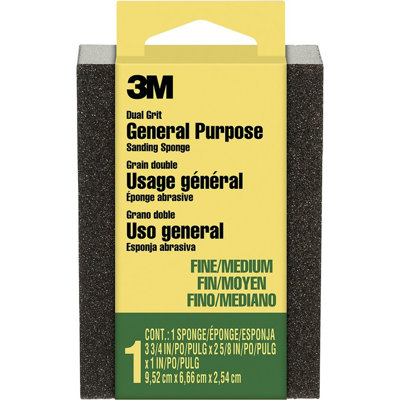 3M 908-ESF 3-3/4" X 2-5/8" X 1" Fine/Med Sanding Sponge-1PK