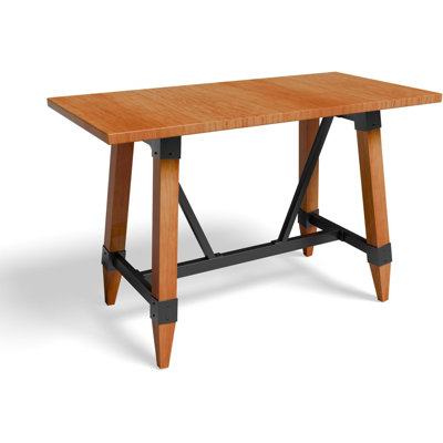Tables hautes Brintavo, table de pub de pub de qualité commerciale, cadre rectangulaire en H 60 po x 30 po x 42 po, coussinets antidérapants en métal, bureau de bistro pour le salon, café, hêtre allemand