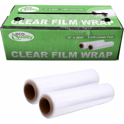 Ecoquality 12 In X 2000 Ft Clear Plastic Wrap Film Roll With Cutter Box For Food Service And Kitchen Use (1)
