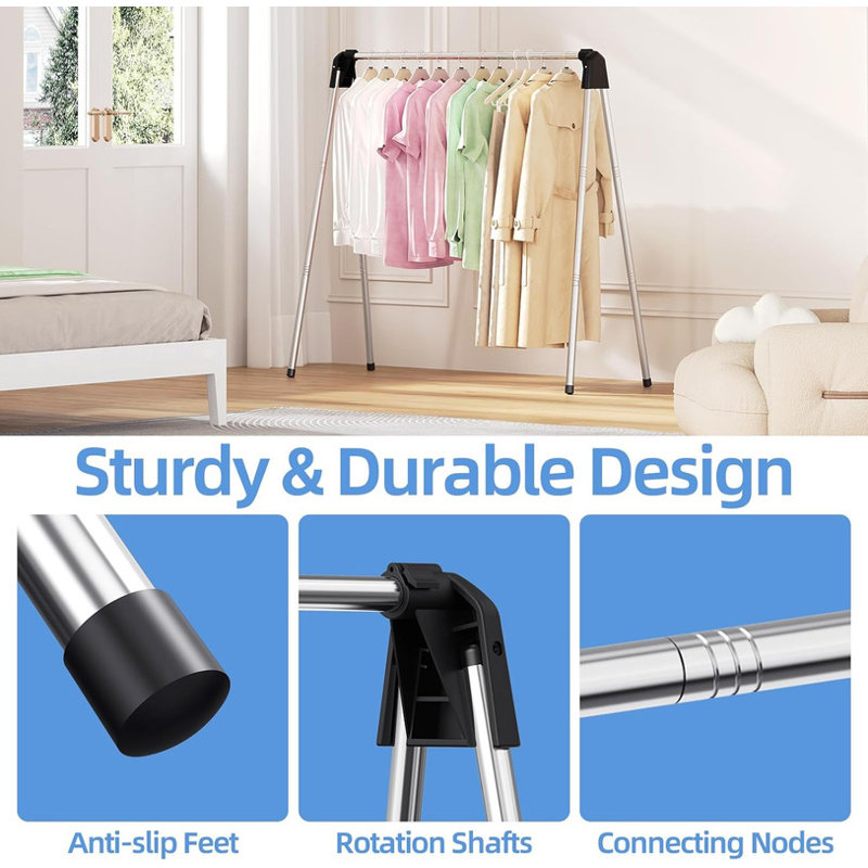 Stainless Steel Collapsible Clothes Drying Rack with Plastic Caps