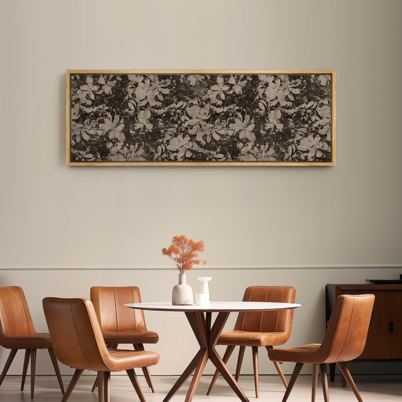 Abstrait botanique rétro à motif floral Twilight Garden Silhouette, impression sur toile, H 20 po x l 60 po, Naturel