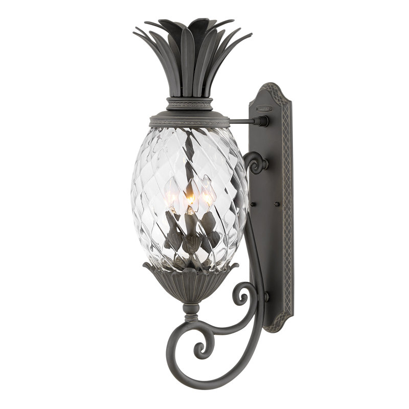 Plantation Museum Black 3 - Bulb 28'' H Clear Optic Glass Outdoor Wall Lantern