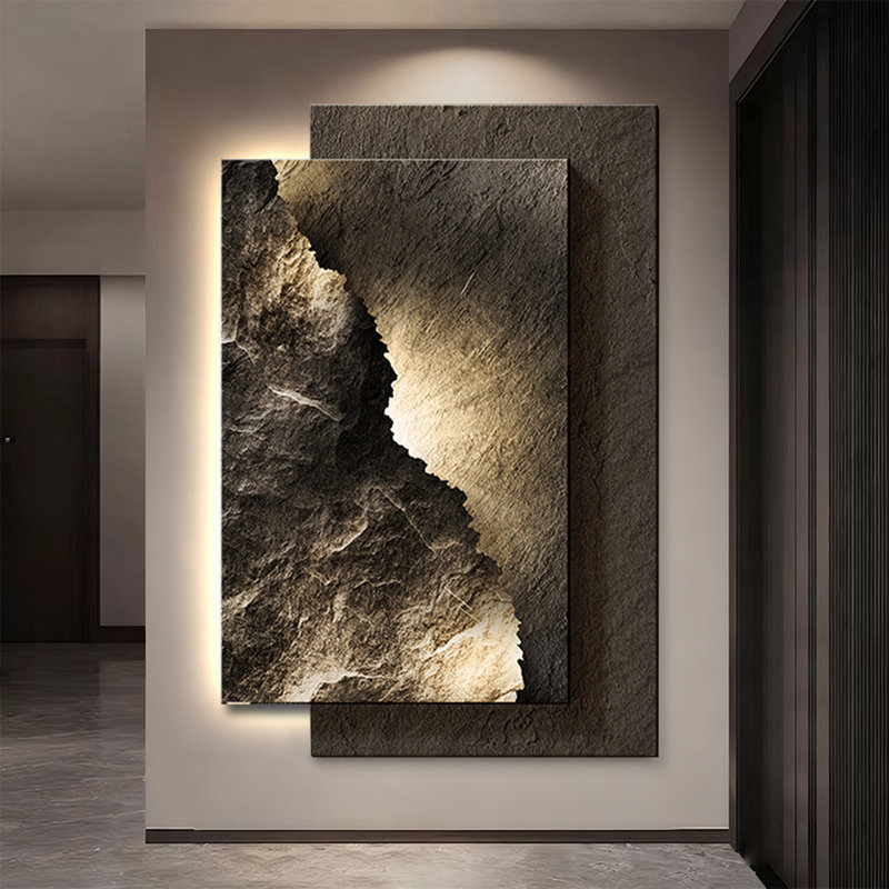 Décoration murale moderne en grès 3D moderne avec éclairage DEL télécommandé, H 46,85 po x l 31,1 po