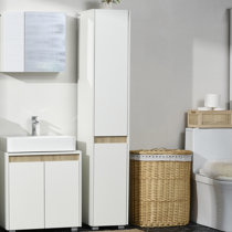 Dorset 21cm wide narrow white bathroom storage furnitue with 4 drawers