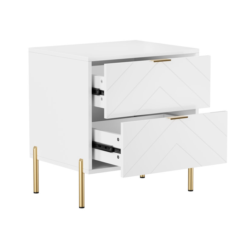 Ruthi Modern Manufactured Wood Nightstand with 2-Drawer, White