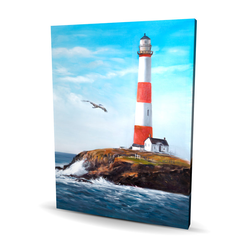 Phare au bord de la mer - Décoration de chambre à coucher blanche, H 48 po x l 36 po