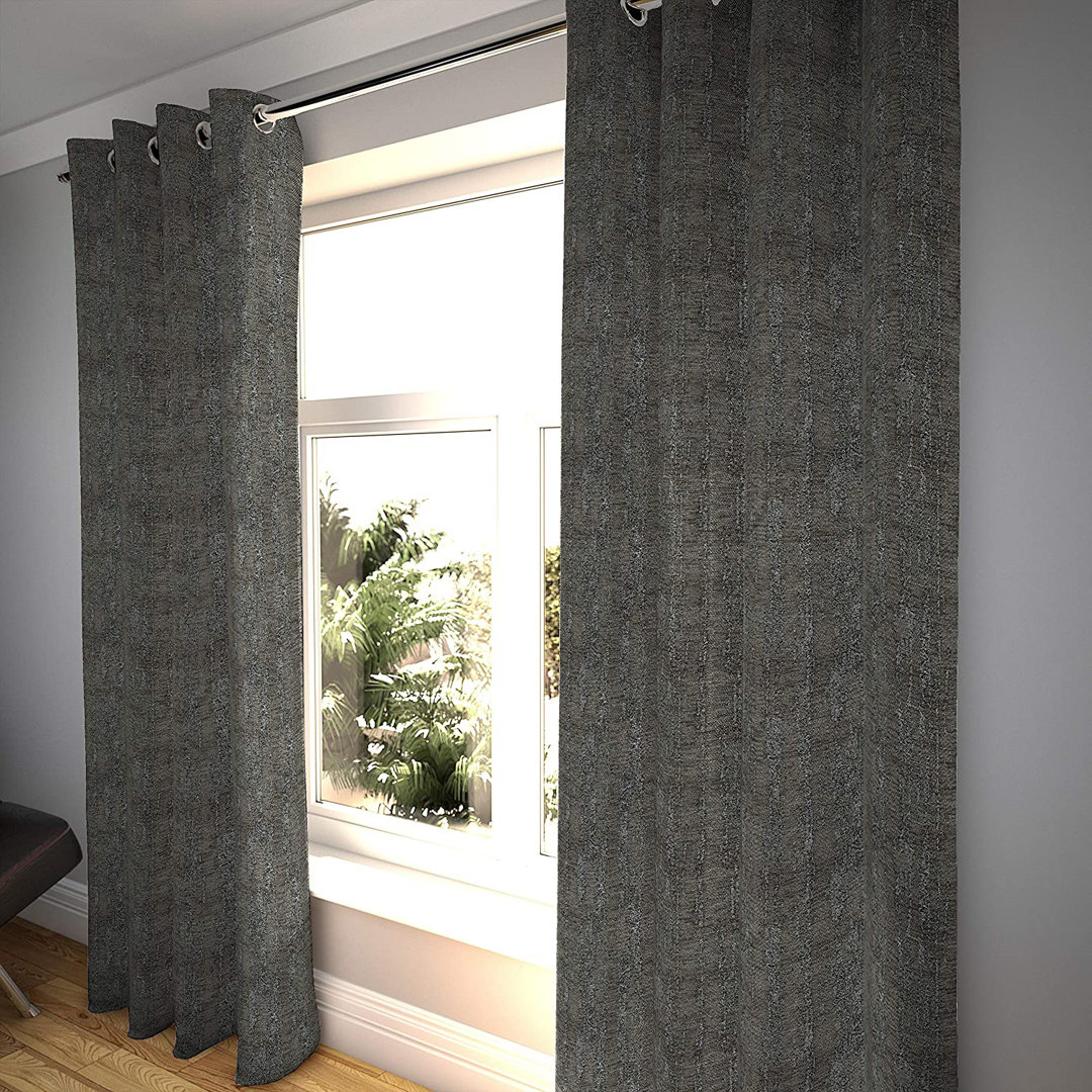 Borough Wharf Textured Chenille Curtains 2 Panels | Navy Blue Funky Pattern Made To Order Curtains & Drapes | Cotton Pencil Pleat Fully Lined Width 11