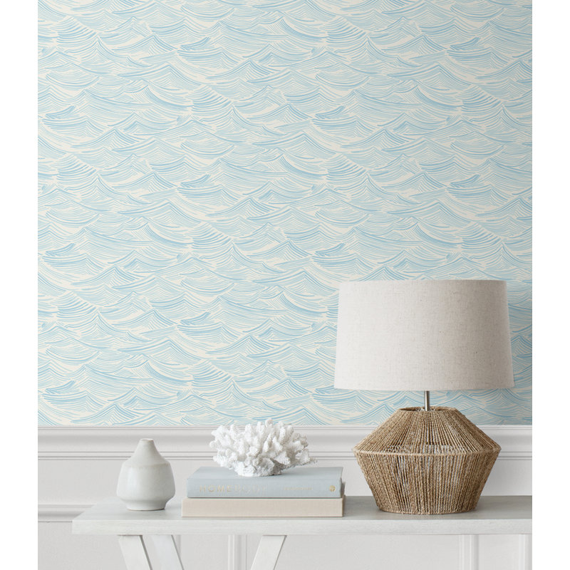 Sky Blue Bayside Waves Peel & Stick Wallpaper