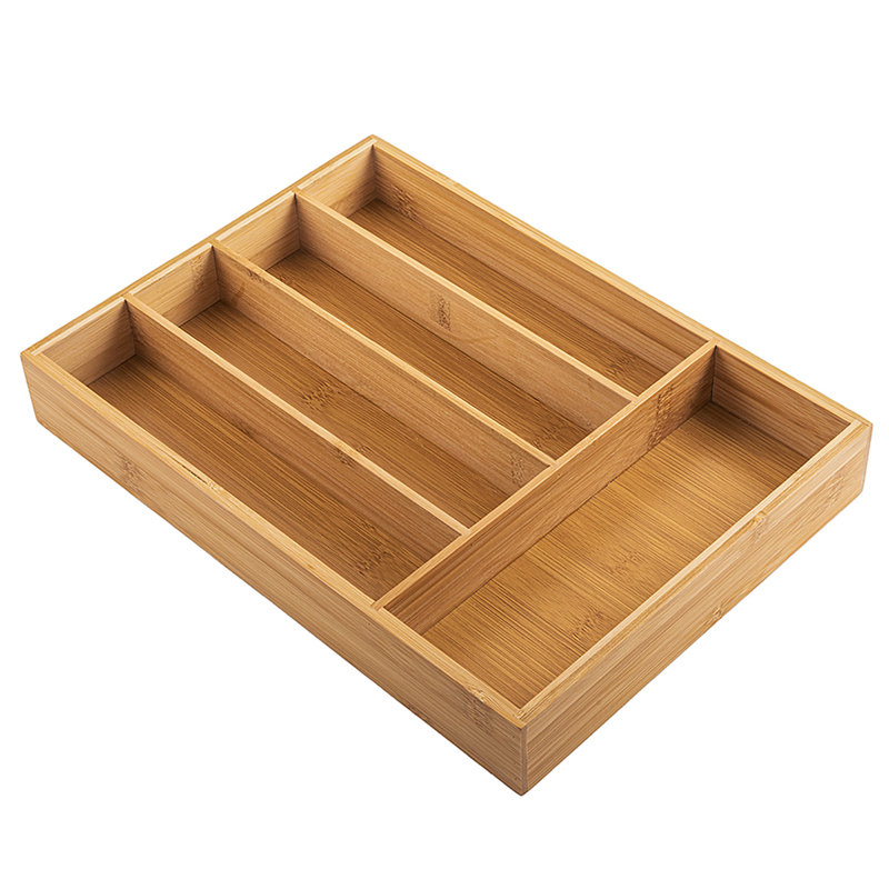Bamboo Rect 5-Sectional Cutlery Tray