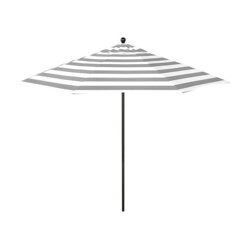 Parasol de marché 9 pi x 9 pi Hiott, Rayure Cabana grise / blanche