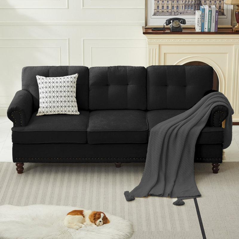 82'' Upholstered Sofa, Black