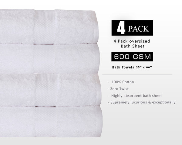 Bath Sheets Bathroom Towel Set- 4 Pack 100% Cotton Extra Large Bath Towels,  Oversized Bath Towels, Luxury Bath Towels Large Bathroom Set, Shower Towels  Bath Towel Sets for Bathroom, 35x66 - Black