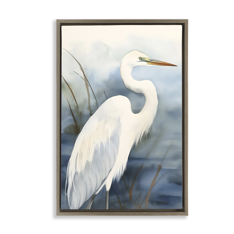 Doux aigrette impression encadrée, toile flottante par Petal Prints Design, Cadre flottant orme Montalcino, H 25 po x l 17 po