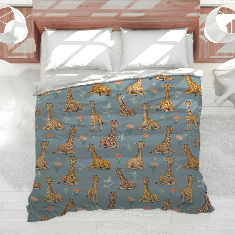 Édredon girafes avec fleurs, Twin Extra Long